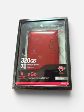 NWT- Iomega eGo 320GB Red Portable External Hard Drive USB 2.0